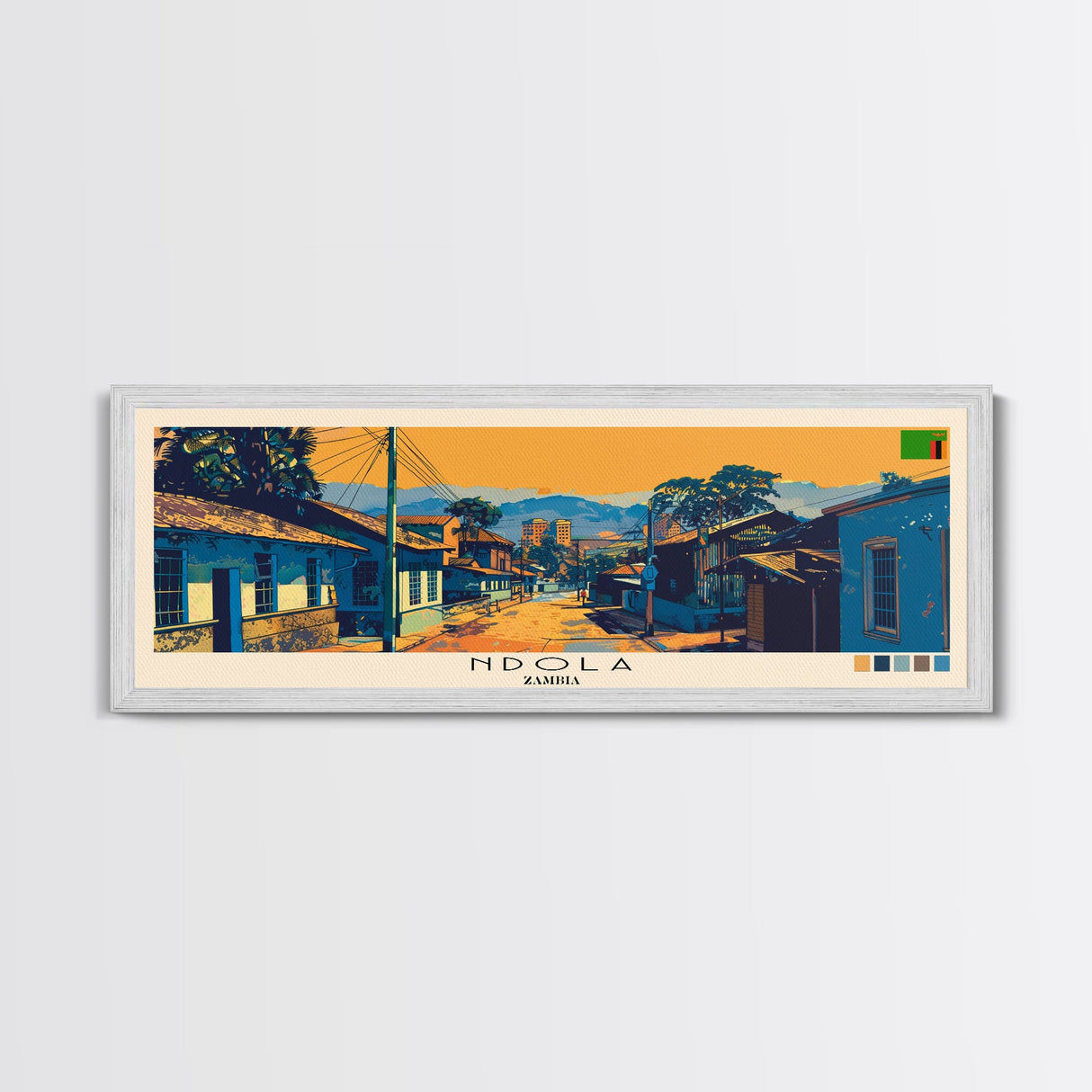 Ndola, Zambia Panoramic Canvas Print, Ndola, Zambia Painting, Zambia Art, Ndola Travel Poster, Travel Art, Guest Room Painting