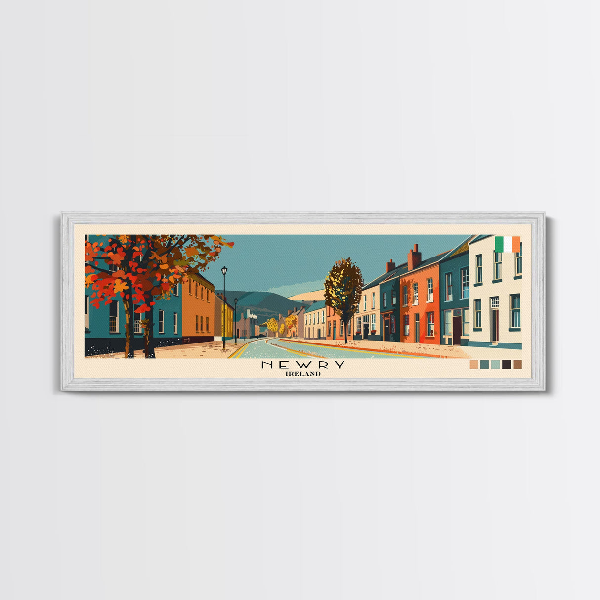 Newry, Ireland Panoramic Canvas Print, Newry, Ireland Painting, Ireland Art, Newry Travel Poster, Travel Art, Guest Room Painting