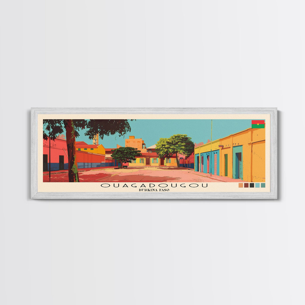 Ouagadougou, Burkina Faso Panoramic Canvas Print, Ouagadougou, Burkina Faso Painting, Burkina Faso Art, Ouagadougou Travel Poster, Travel Art, Guest Room Painting