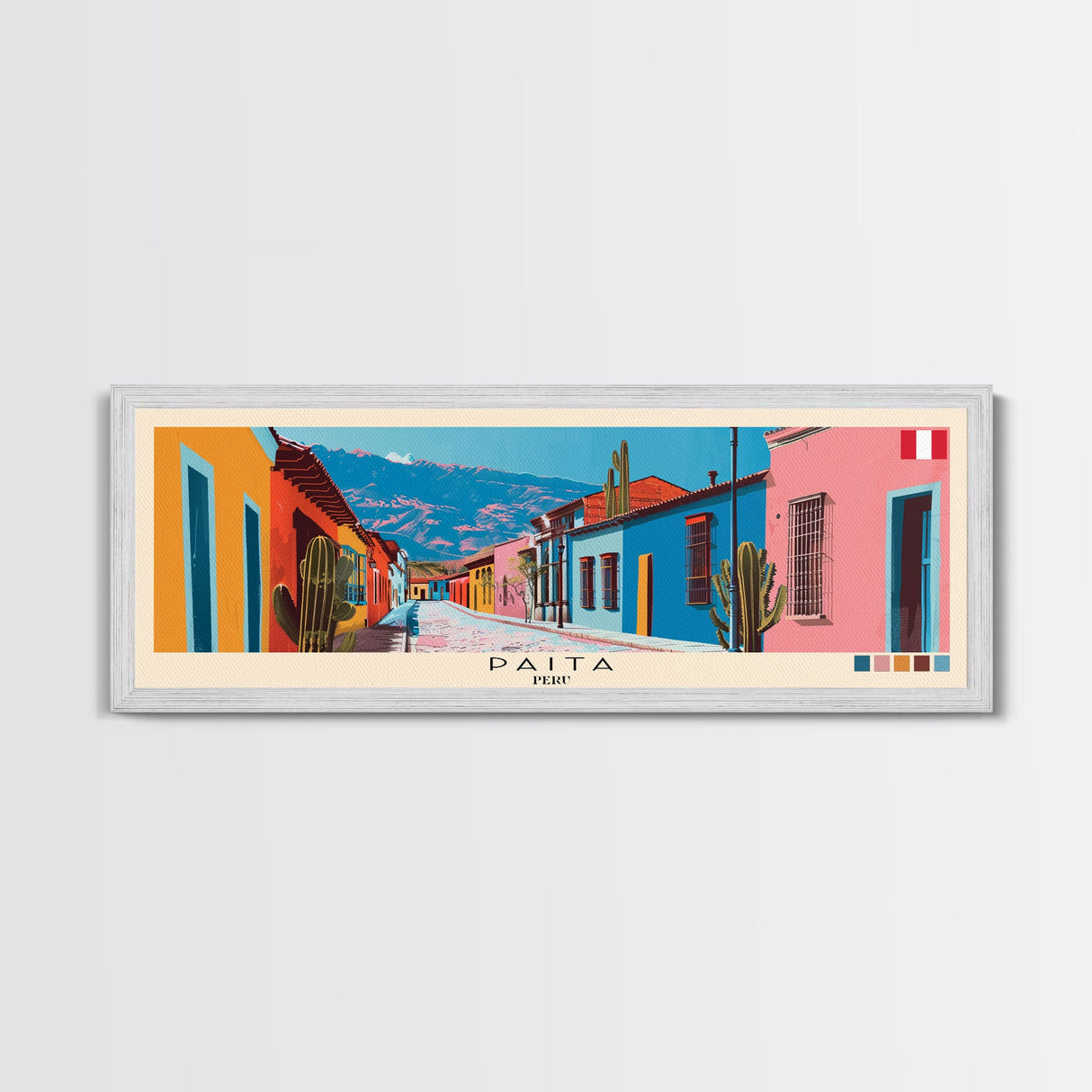 Paita, Peru Panoramic Canvas Print, Paita, Peru Painting, Peru Art, Paita Travel Poster, Travel Art, Guest Room Painting