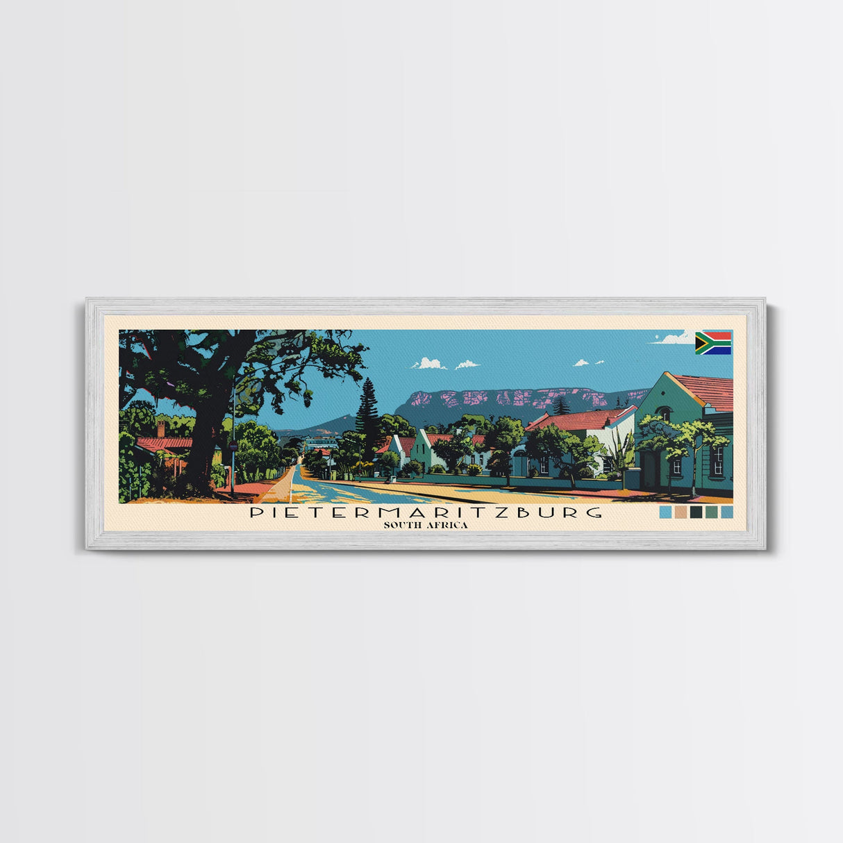 Pietermaritzburg, South Africa Panoramic Canvas Print, Pietermaritzburg, South Africa Painting, South Africa Art, Pietermaritzburg Travel Poster, Travel Art, Guest Room Painting