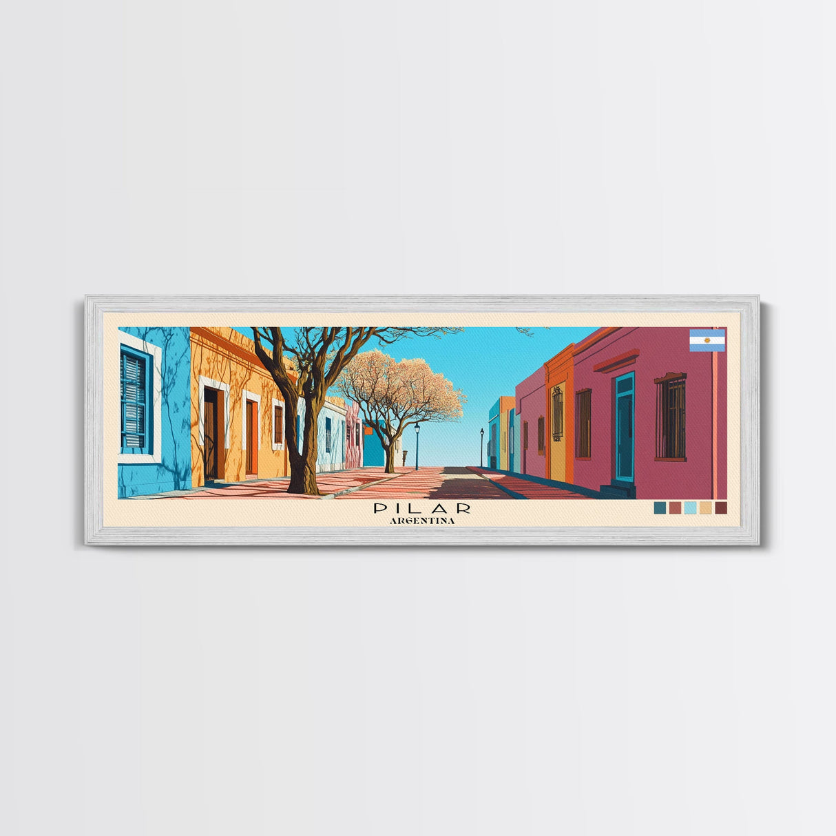 Pilar, Argentina Panoramic Canvas Print, Pilar, Argentina Painting, Argentina Art, Pilar Travel Poster, Travel Art, Vacation Gift