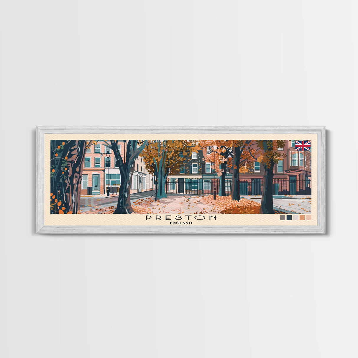 Preston, England Panoramic Canvas Print, Preston, England Painting, England Art, Preston Travel Poster, Travel Art, Guest Room Painting