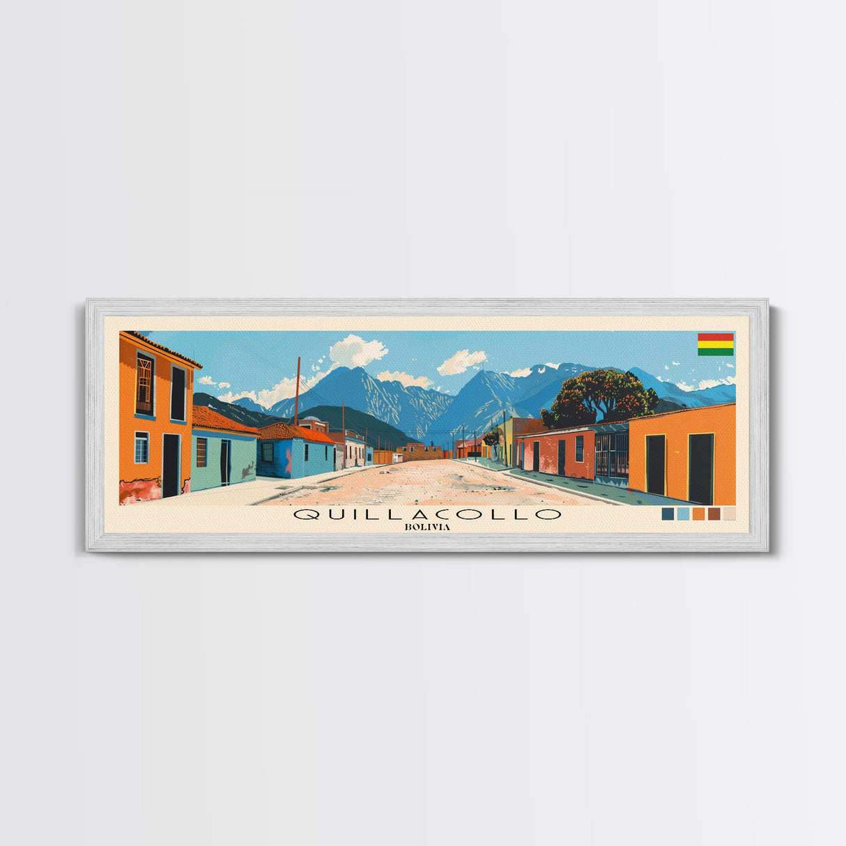 Quillacollo, Bolivia Panoramic Canvas Print, Quillacollo, Bolivia Painting, Bolivia Art, Quillacollo Travel Poster, Travel Art, Guest Room Painting