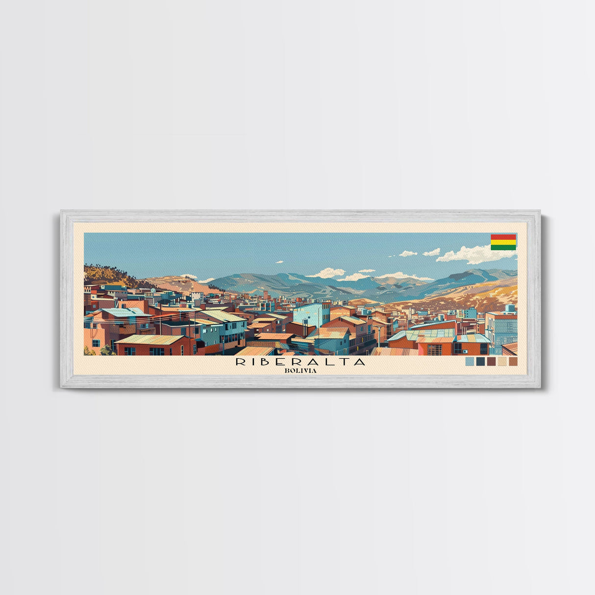 Riberalta, Bolivia Panoramic Canvas Print, Riberalta, Bolivia Painting, Bolivia Art, Riberalta Travel Poster, Travel Art, Living Room Painting