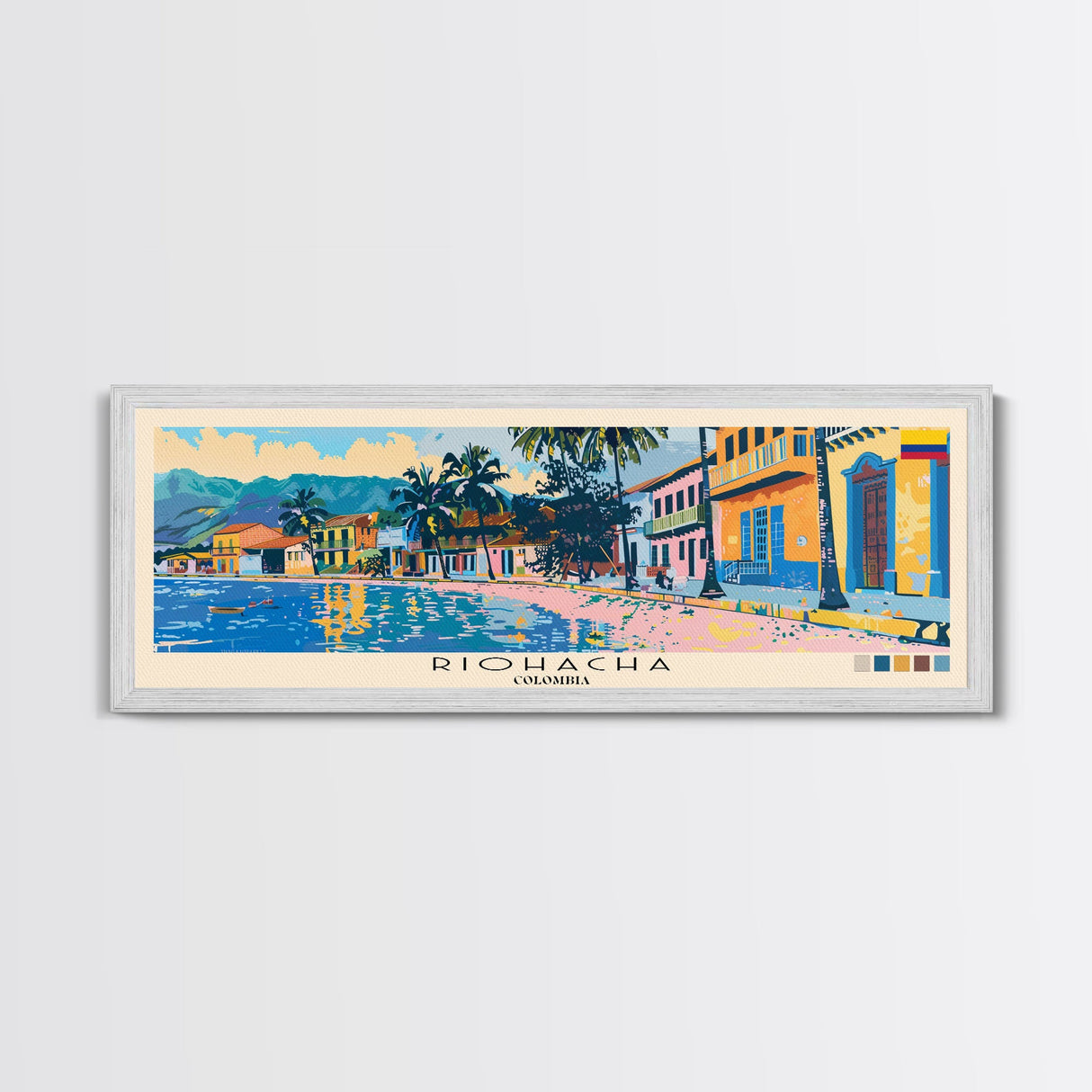 Riohacha, Colombia Panoramic Canvas Print, Riohacha, Colombia Painting, Colombia Art, Riohacha Travel Poster, Travel Art, Guest Room Painting