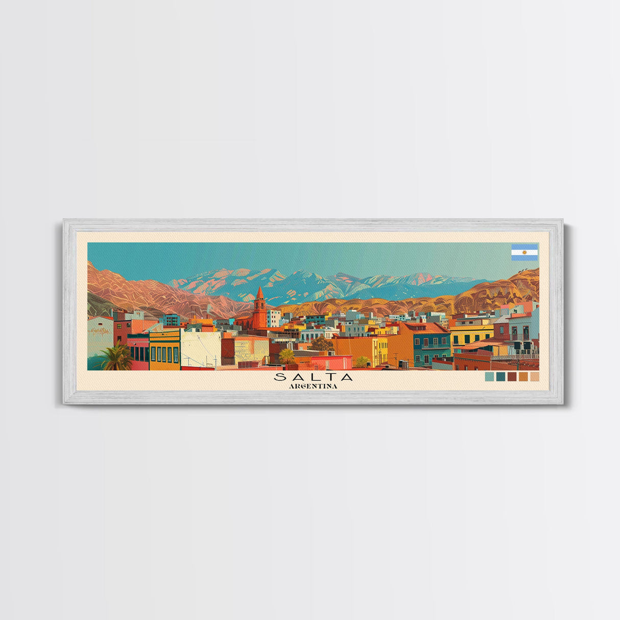 Salta, Argentina Panoramic Canvas Print, Salta, Argentina Painting, Argentina Art, Salta Travel Poster, Travel Art, Living Room Painting