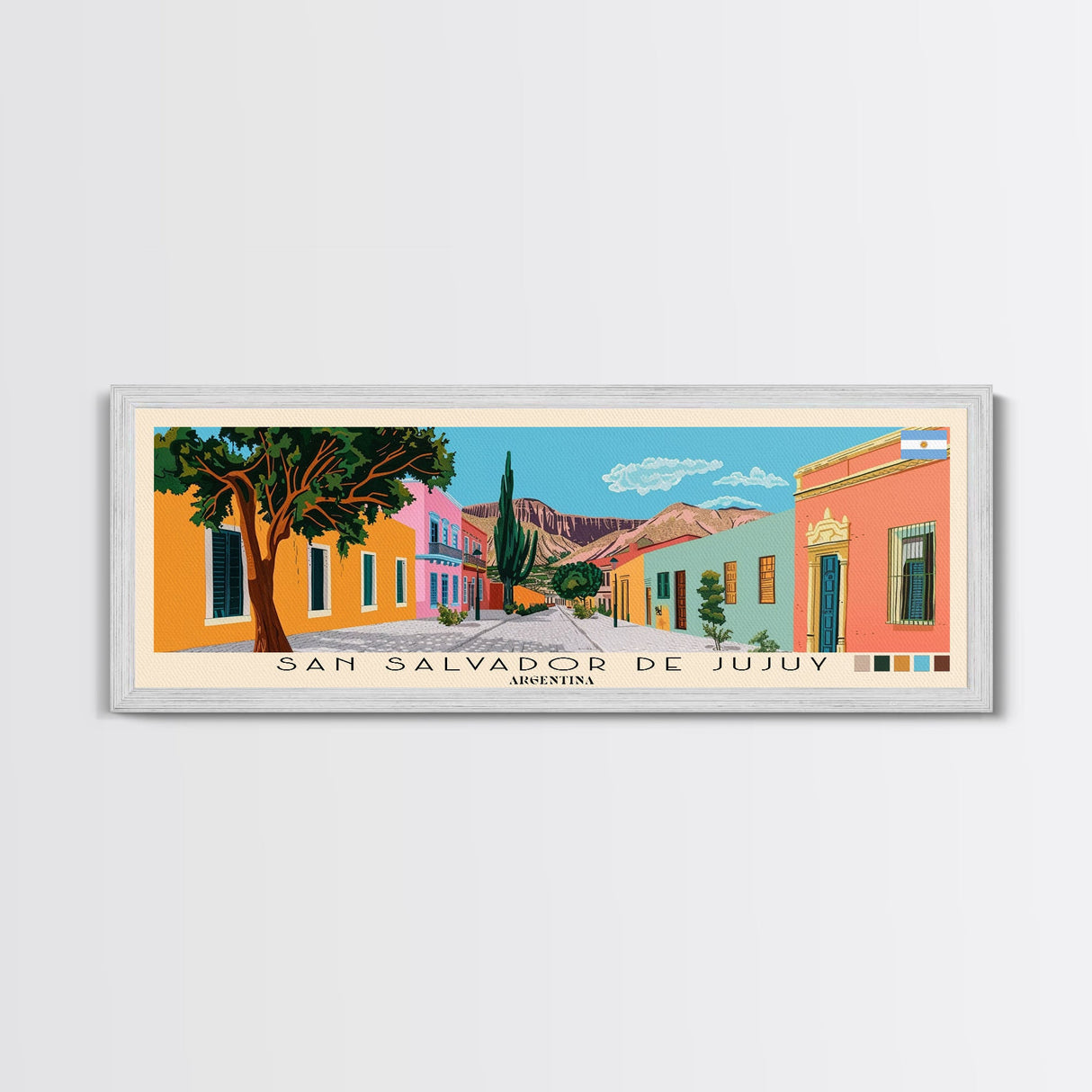 San Salvador de Jujuy, Argentina Panoramic Canvas Print, San Salvador de Jujuy, Argentina Painting, Argentina Art, San Salvador de Jujuy Travel Poster, Travel Art, Living Room Painting