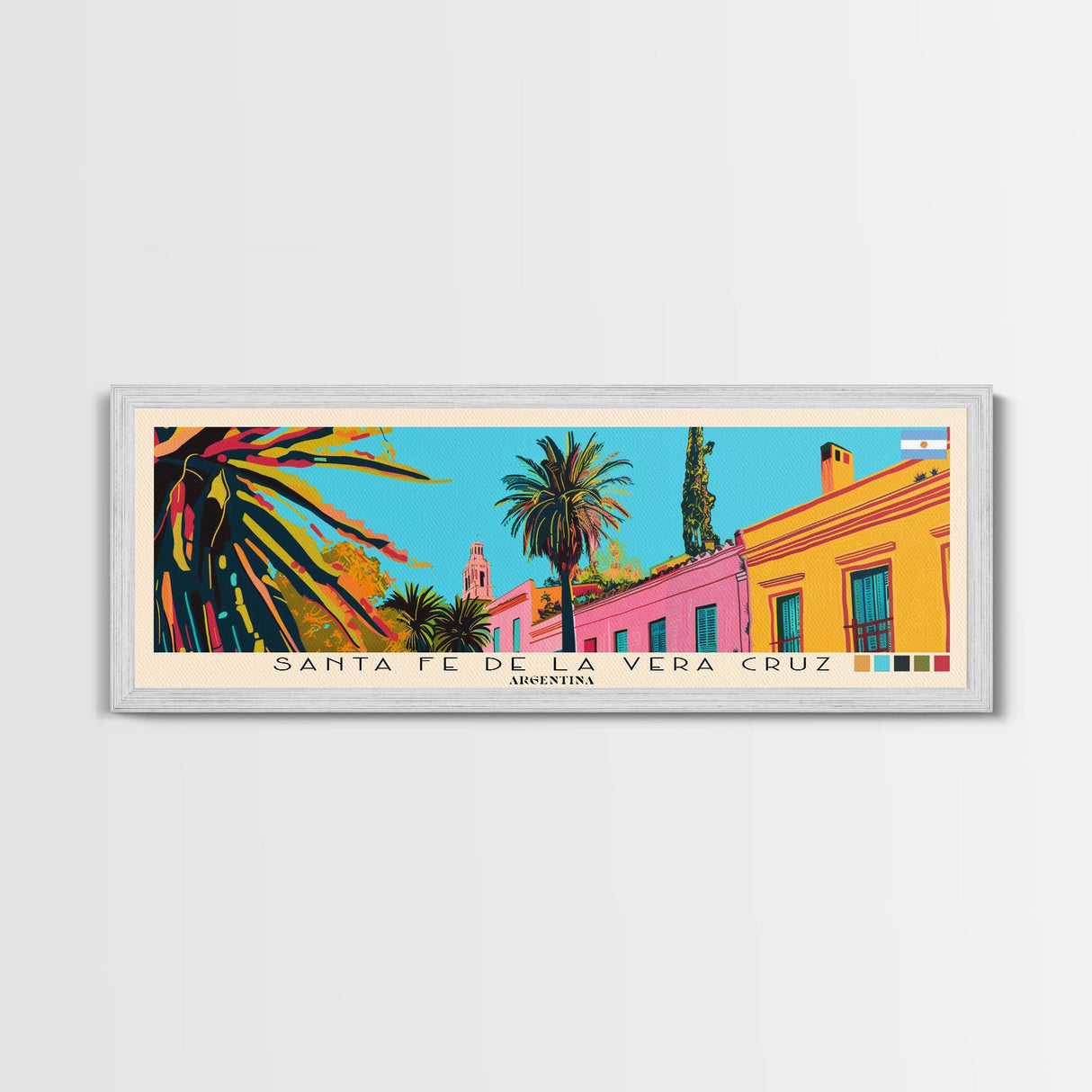 Santa Fe de la Vera Cruz, Argentina Panoramic Canvas Print, Santa Fe de la Vera Cruz, Argentina Painting, Argentina Art, Santa Fe de la Vera Cruz Travel Poster, Travel Art, Guest Room Painting