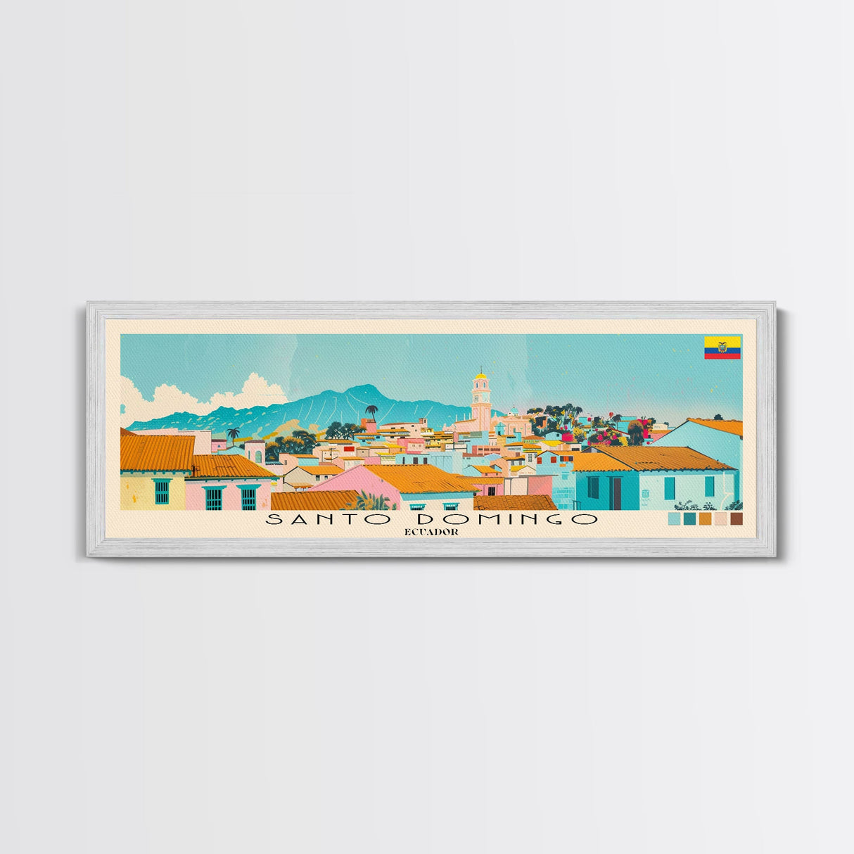 Santo Domingo, Ecuador Panoramic Canvas Print, Santo Domingo, Ecuador Painting, Ecuador Art, Santo Domingo Travel Poster, Travel Art, Housewarming Gift