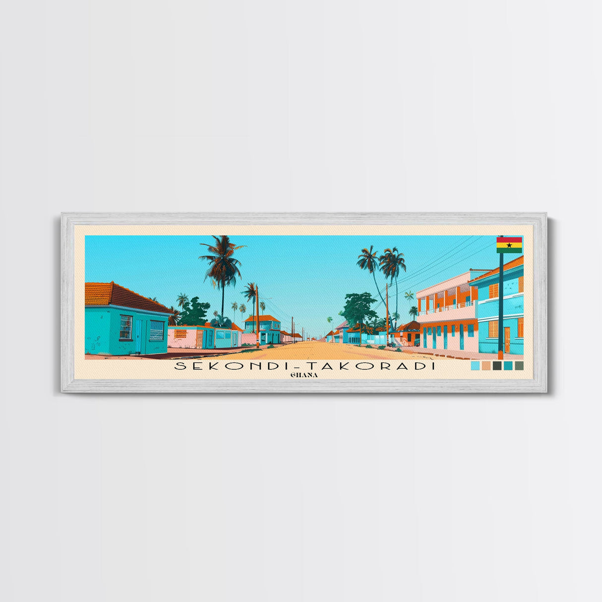 Sekondi-Takoradi, Ghana Panoramic Canvas Print, Sekondi-Takoradi, Ghana Painting, Ghana Art, Sekondi-Takoradi Travel Poster, Travel Art, Guest Room Painting