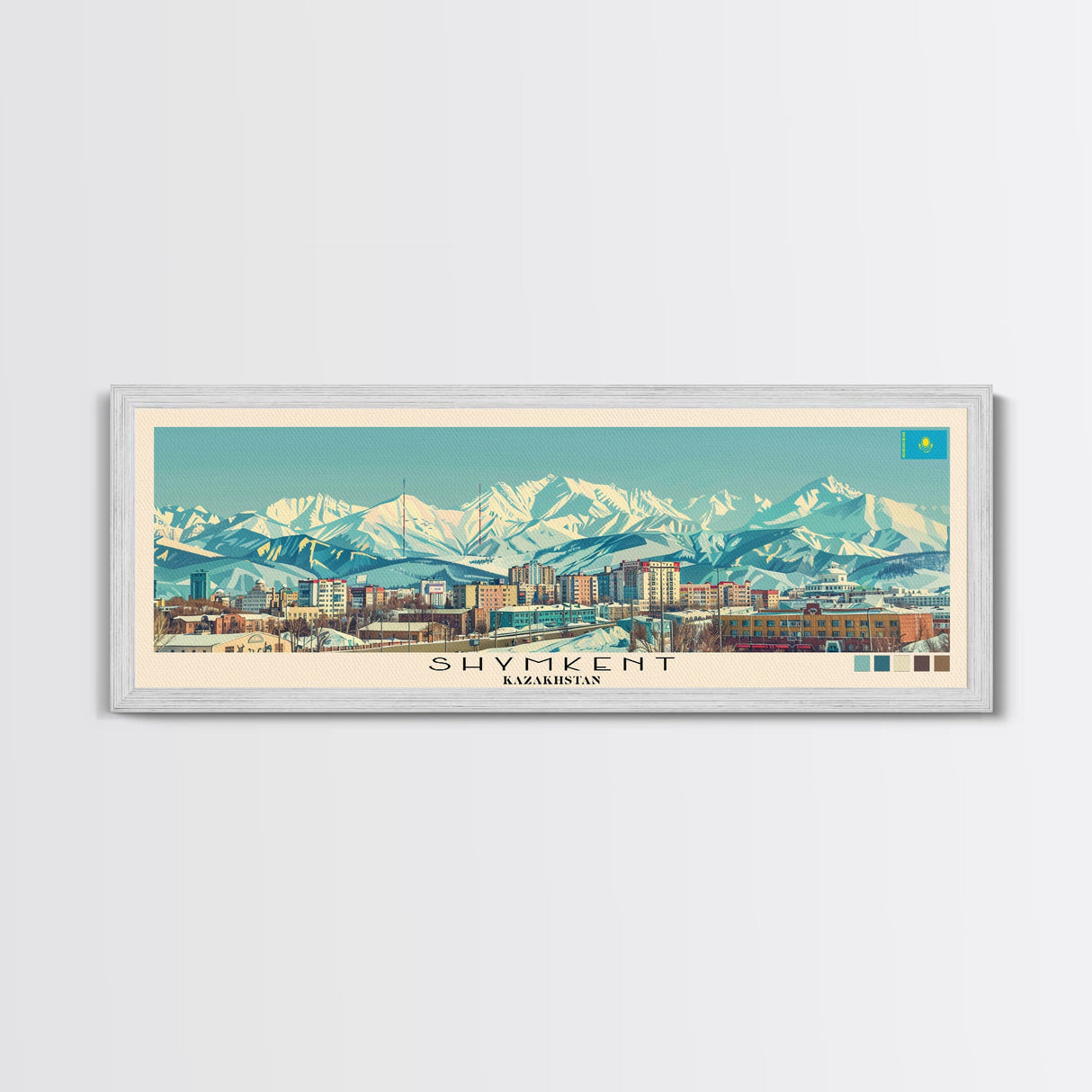 Shymkent, Kazakhstan Panoramic Canvas Print, Shymkent, Kazakhstan Painting, Kazakhstan Art, Shymkent Travel Poster, Travel Art, Guest Room Painting