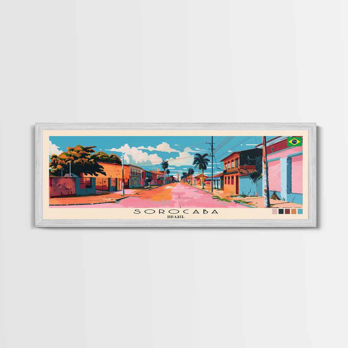 Sorocaba, Brazil Panoramic Canvas Print, Sorocaba, Brazil Painting, Brazil Art, Sorocaba Travel Poster, Travel Art, Living Room Painting