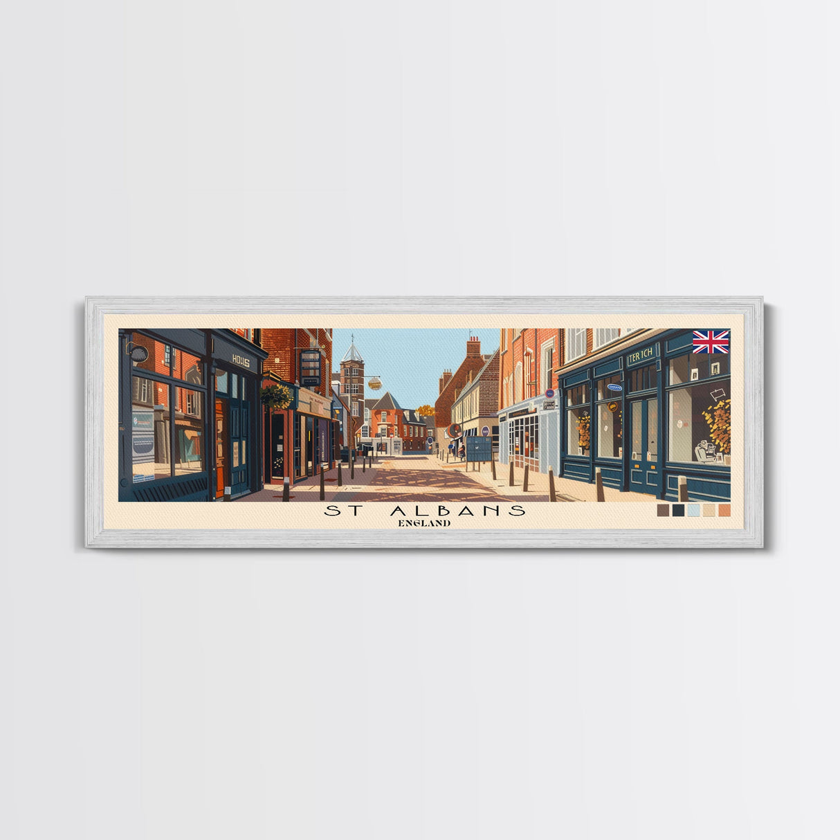 St Albans, England Panoramic Canvas Print, St Albans, England Painting, England Art, St Albans Travel Poster, Travel Art, Guest Room Painting