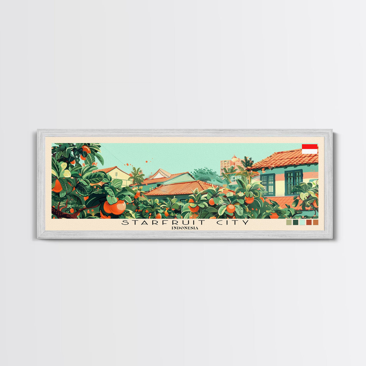 Starfruit City, Indonesia Panoramic Canvas Print, Starfruit City, Indonesia Painting, Indonesia Art, Starfruit City Travel Poster, Travel Art, Vacation Gift