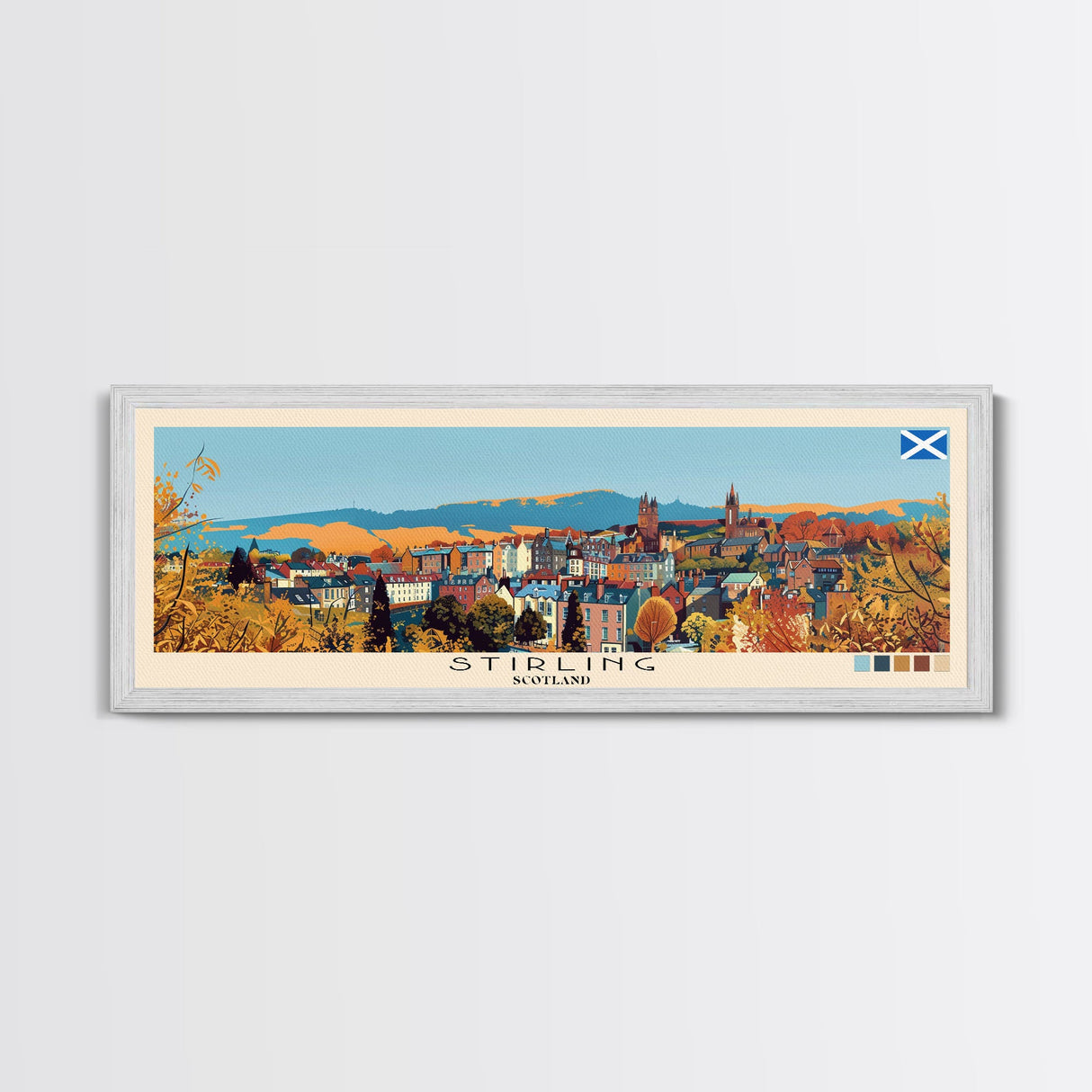 Stirling, Scotland Panoramic Canvas Print, Stirling, Scotland Painting, Scotland Art, Stirling Travel Poster, Travel Art, Living Room Painting