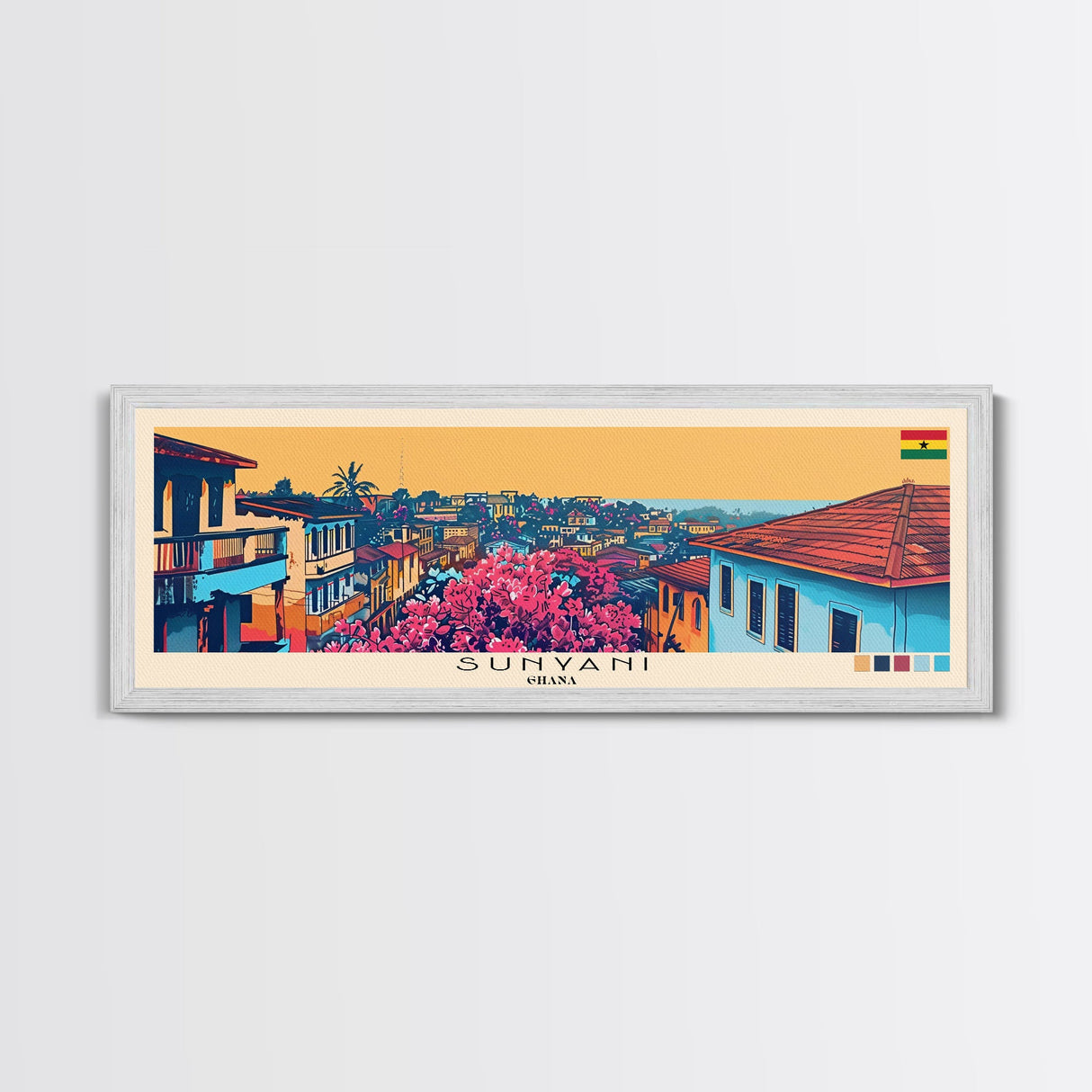 Sunyani, Ghana Panoramic Canvas Print, Sunyani, Ghana Painting, Ghana Art, Sunyani Travel Poster, Travel Art, Guest Room Painting