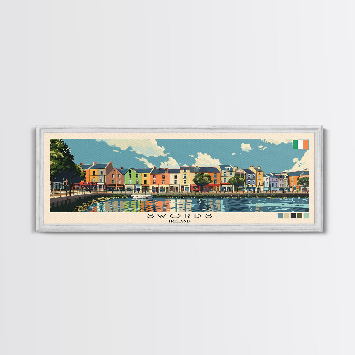 Swords, Ireland Panoramic Canvas Print, Swords, Ireland Painting, Ireland Art, Swords Travel Poster, Travel Art, Guest Room Painting