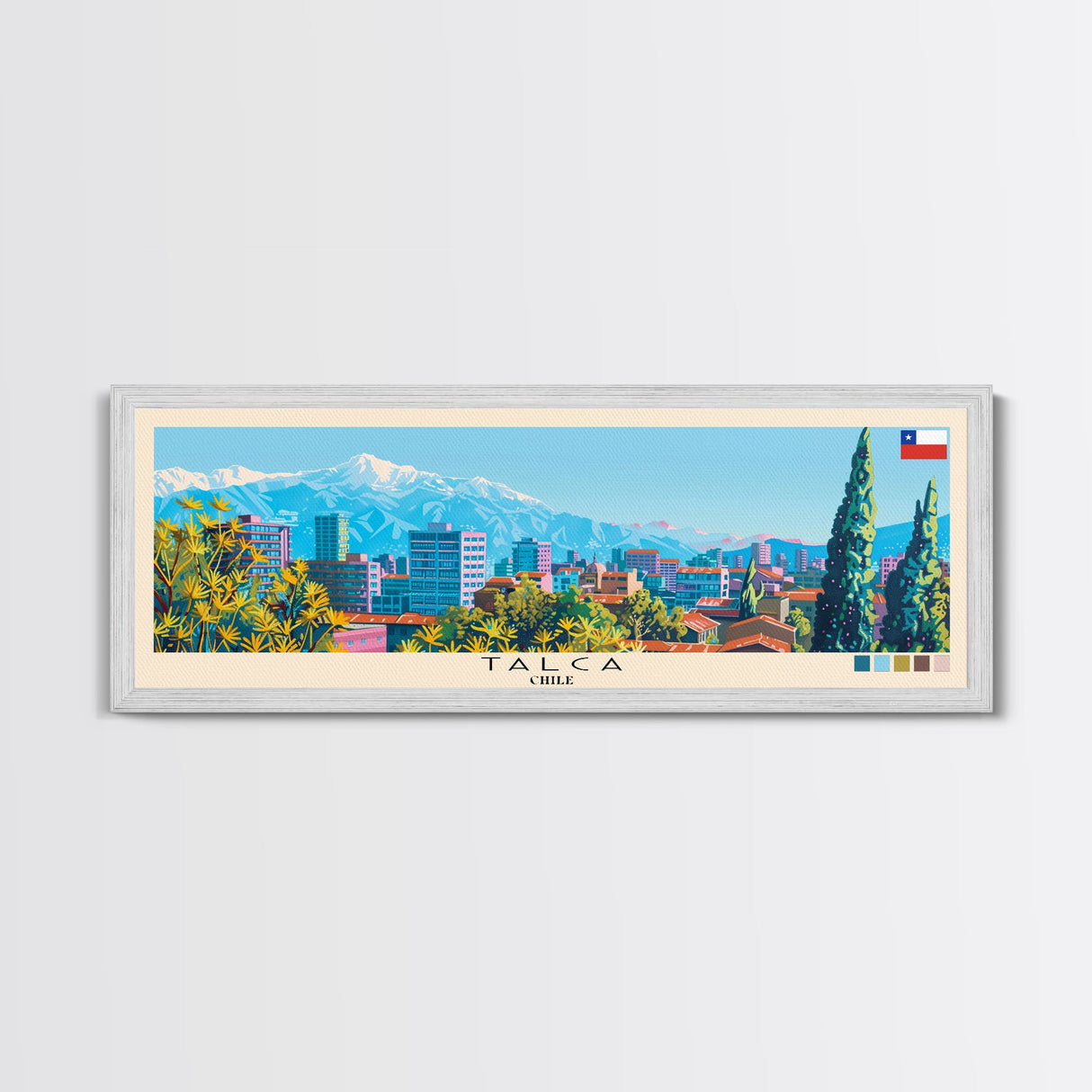 Talca, Chile Panoramic Canvas Print, Talca, Chile Painting, Chile Art, Talca Travel Poster, Travel Art, Living Room Painting