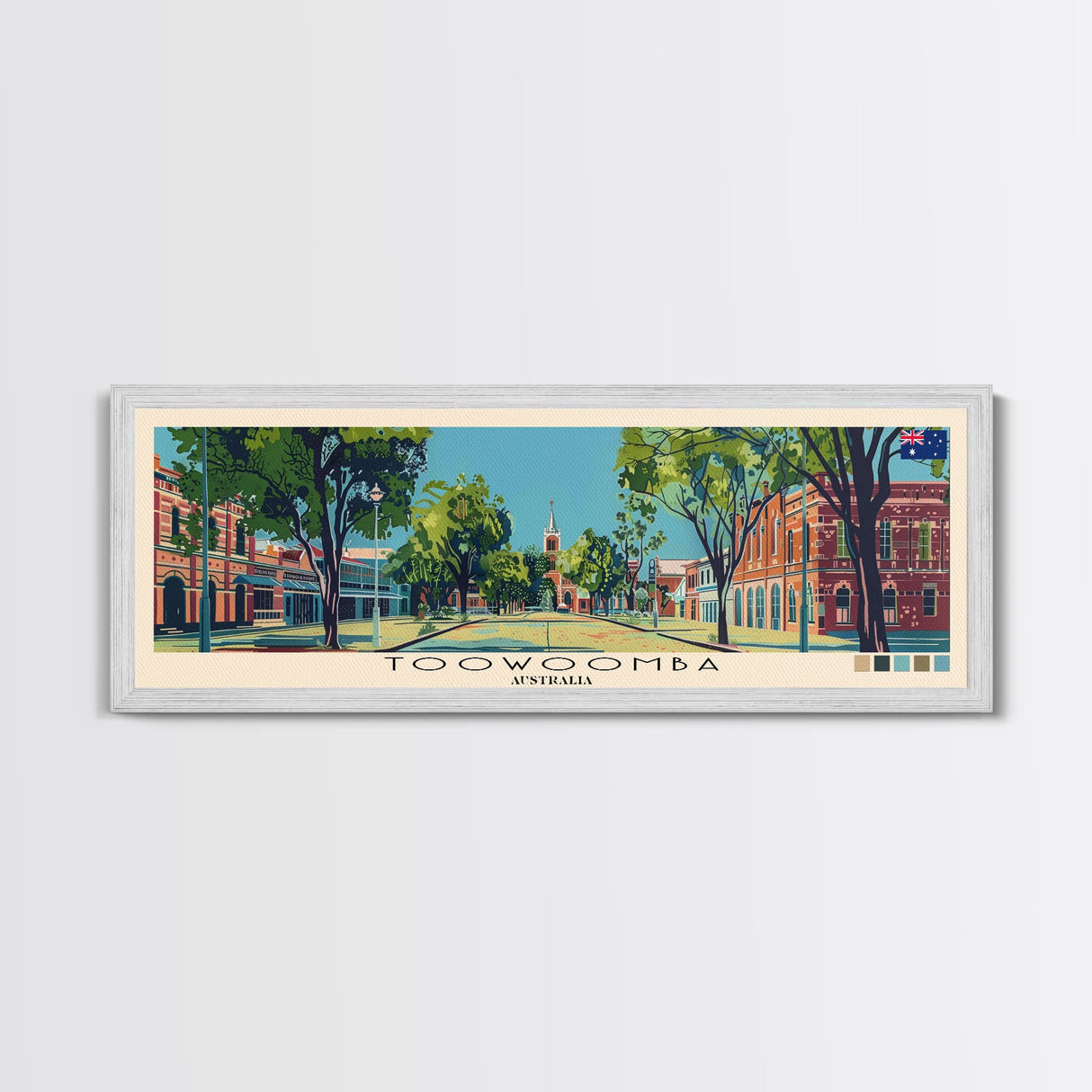 Toowoomba, Australia Panoramic Canvas Print, Toowoomba, Australia Painting, Australia Art, Toowoomba Travel Poster, Travel Art, Vacation Gift