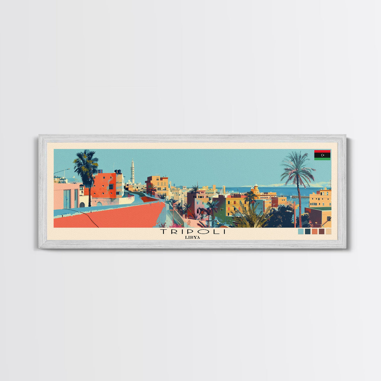 Tripoli, Libya Panoramic Canvas Print, Tripoli, Libya Painting, Libya Art, Tripoli Travel Poster, Travel Art, Living Room Painting