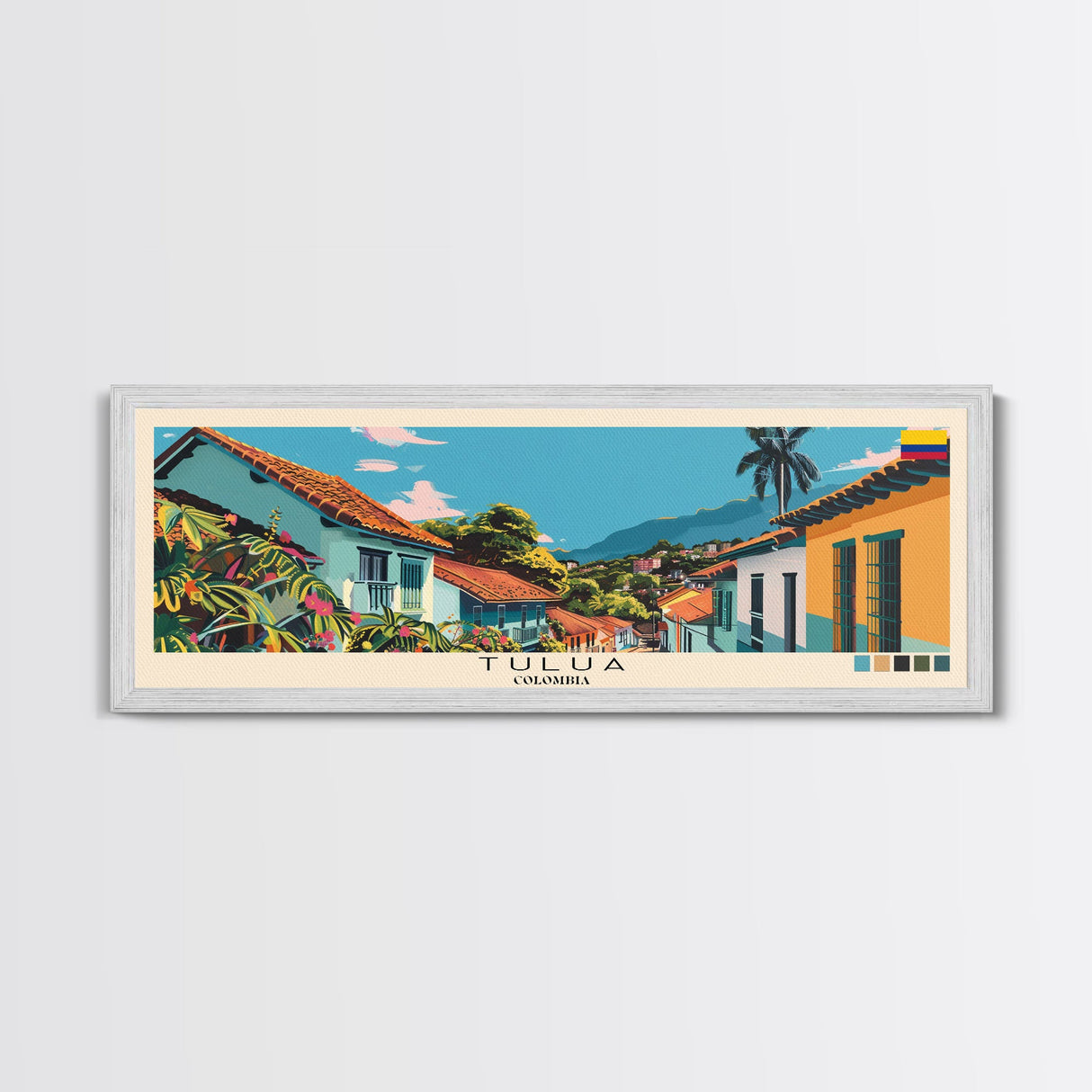 Tulua, Colombia Panoramic Canvas Print, Tulua, Colombia Painting, Colombia Art, Tulua Travel Poster, Travel Art, Living Room Painting