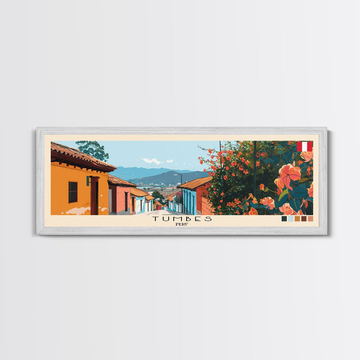 Tumbes, Peru Panoramic Canvas Print, Tumbes, Peru Painting, Peru Art, Tumbes Travel Poster, Travel Art, Guest Room Painting