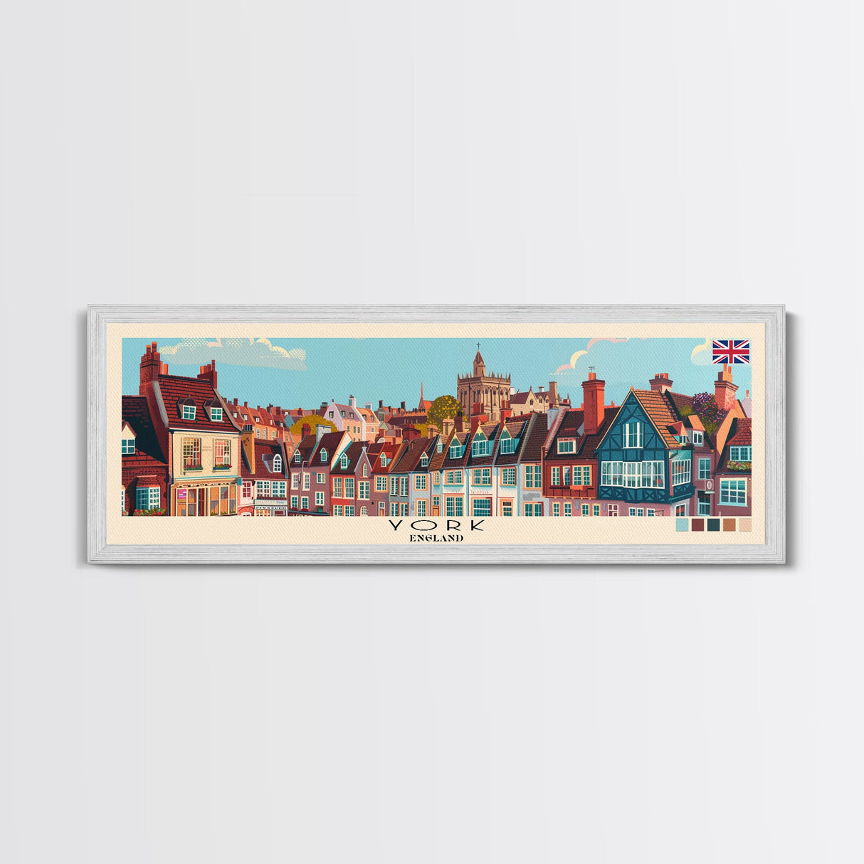 York, England Panoramic Canvas Print, York, England Painting, England Art, York Travel Poster, Travel Art, Vacation Gift