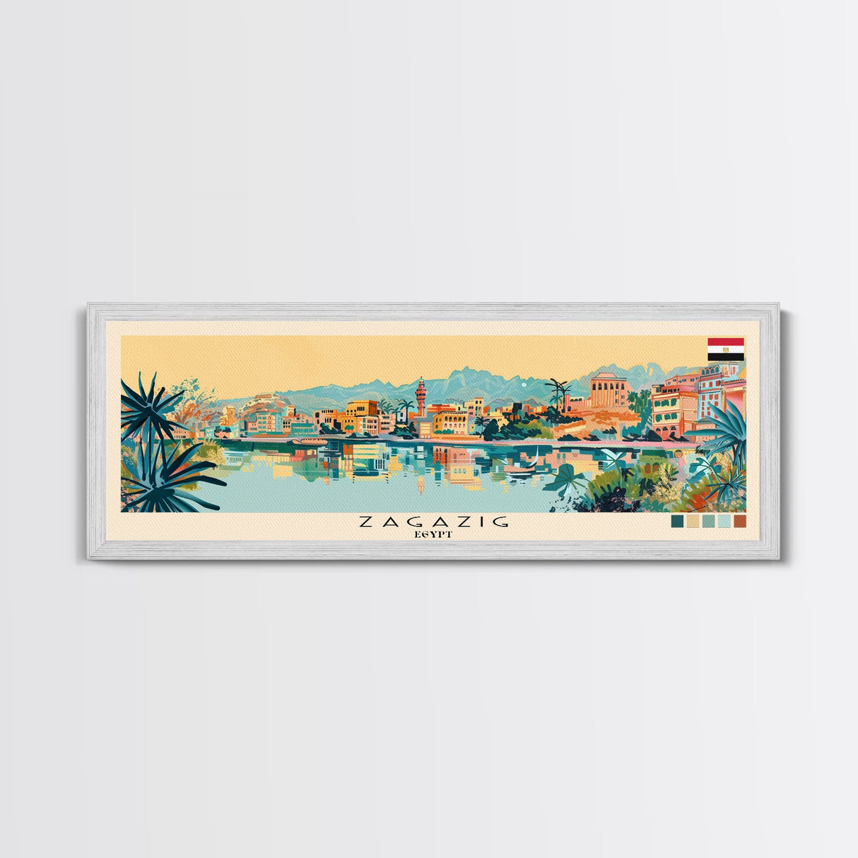 Zagazig, Egypt Panoramic Canvas Print, Zagazig, Egypt Painting, Egypt Art, Zagazig Travel Poster, Travel Art, Living Room Painting