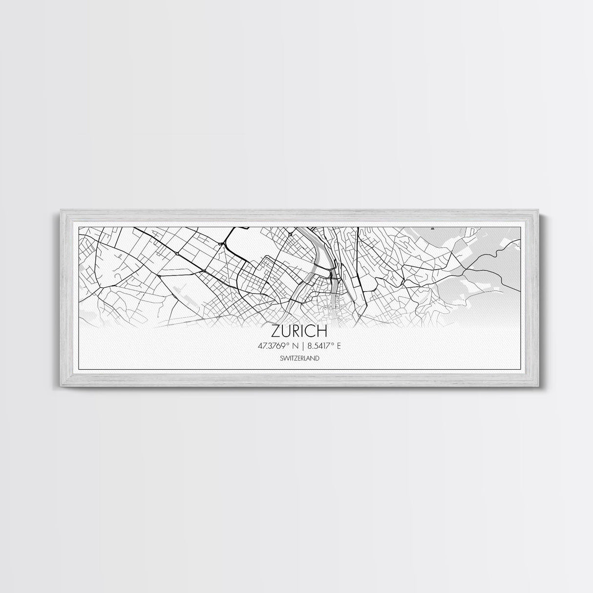 Panoramic Zurich City Map, Switzerland Art, Map Print, Minimalist Wall Art, Canvas Art, Housewarming Gift, Street Map Art, Closing Gift