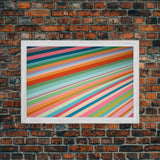 Mid Century Art Wide Framed Canvas Panoramic Art Retro Decor Modern Art Teal Orange Yellow Stripes Canvas Print Modern Wall Art