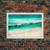 Canvas Print, Painting of Emerald Green Waves, Framed Canvas Art, whimsical ocean art, framed wall art