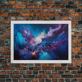 Large Blue and Purple Framed Canvas Print Abstract Art, Extra Large Painting On Canvas, Large Abstract Art, Contemporary Art Canvas