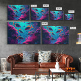 Coral Reef art, synthwave aesthetic ocean art, school of fish, framed canvas art, framed wall art canvas print