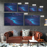 Vaporwave Starry night over a calm beach, watercolor, framed canvas print, synthwave wall art aesthetic