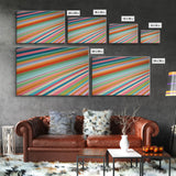 Mid Century Art Wide Framed Canvas Panoramic Art Retro Decor Modern Art Teal Orange Yellow Stripes Canvas Print Modern Wall Art