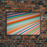 Mid Century Art Wide Framed Canvas Panoramic Art Retro Decor Modern Art Teal Orange Yellow Stripes Canvas Print Modern Wall Art