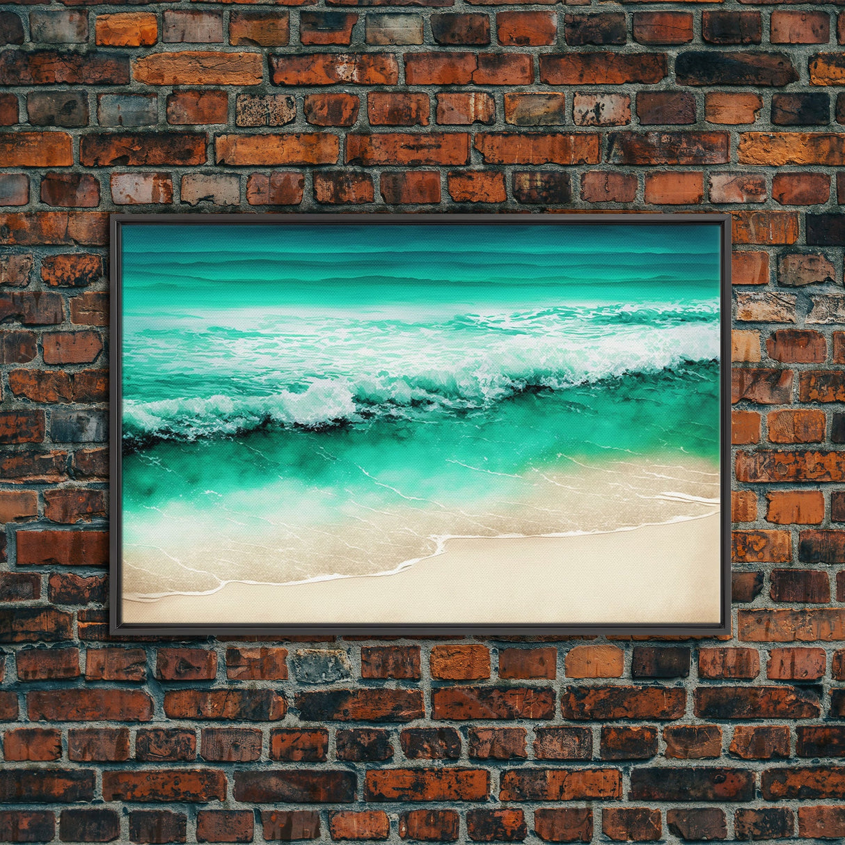 Canvas Print, Painting of Emerald Green Waves, Framed Canvas Art, whimsical ocean art, framed wall art