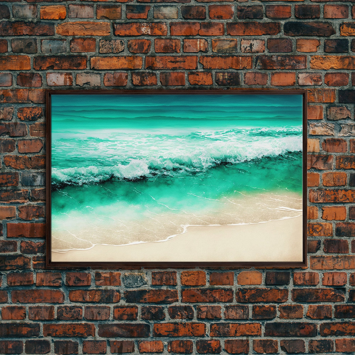 Canvas Print, Painting of Emerald Green Waves, Framed Canvas Art, whimsical ocean art, framed wall art