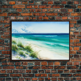 Canvas Print, Painting of Emerald Green Waves, Framed Canvas Art, whimsical ocean art, framed wall art