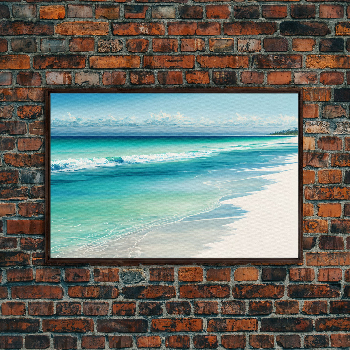 Serene Beach Scene | Bora Bora Art | Framed Canvas Print | Wood Frame Wall Art | Boho Style Primitive Art