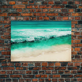 Canvas Print, Painting of Emerald Green Waves, Framed Canvas Art, whimsical ocean art, framed wall art