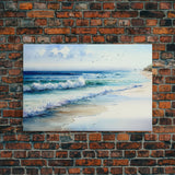 framed ocean art, beach wall art, framed wall art, living room wall decor, abstract landscape art, framed canvas print