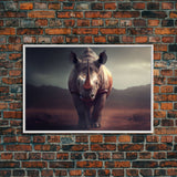 Rhinoceros Art, African animal print, framed canvas print, watercolor, safari art