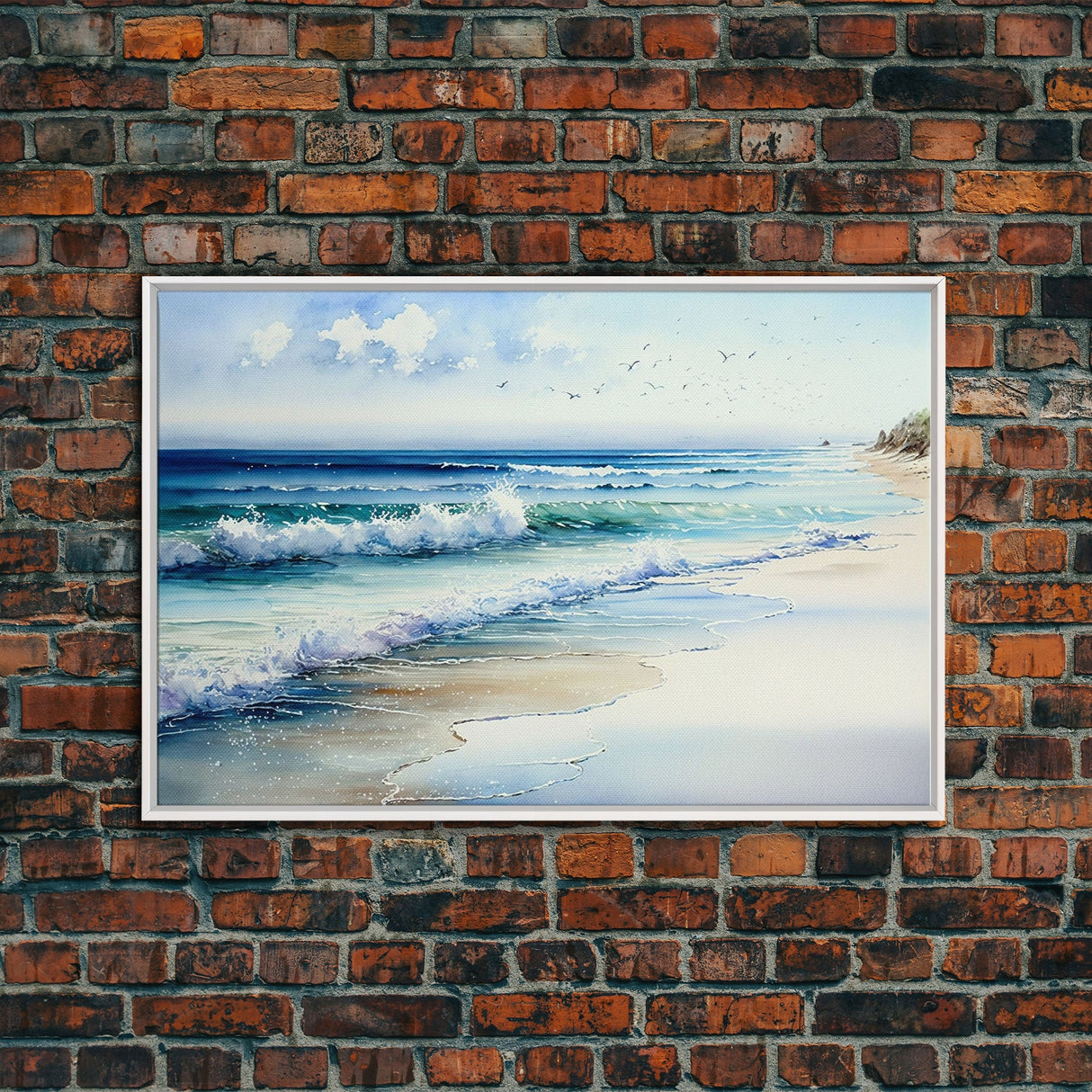 framed ocean art, beach wall art, framed wall art, living room wall decor, abstract landscape art, framed canvas print