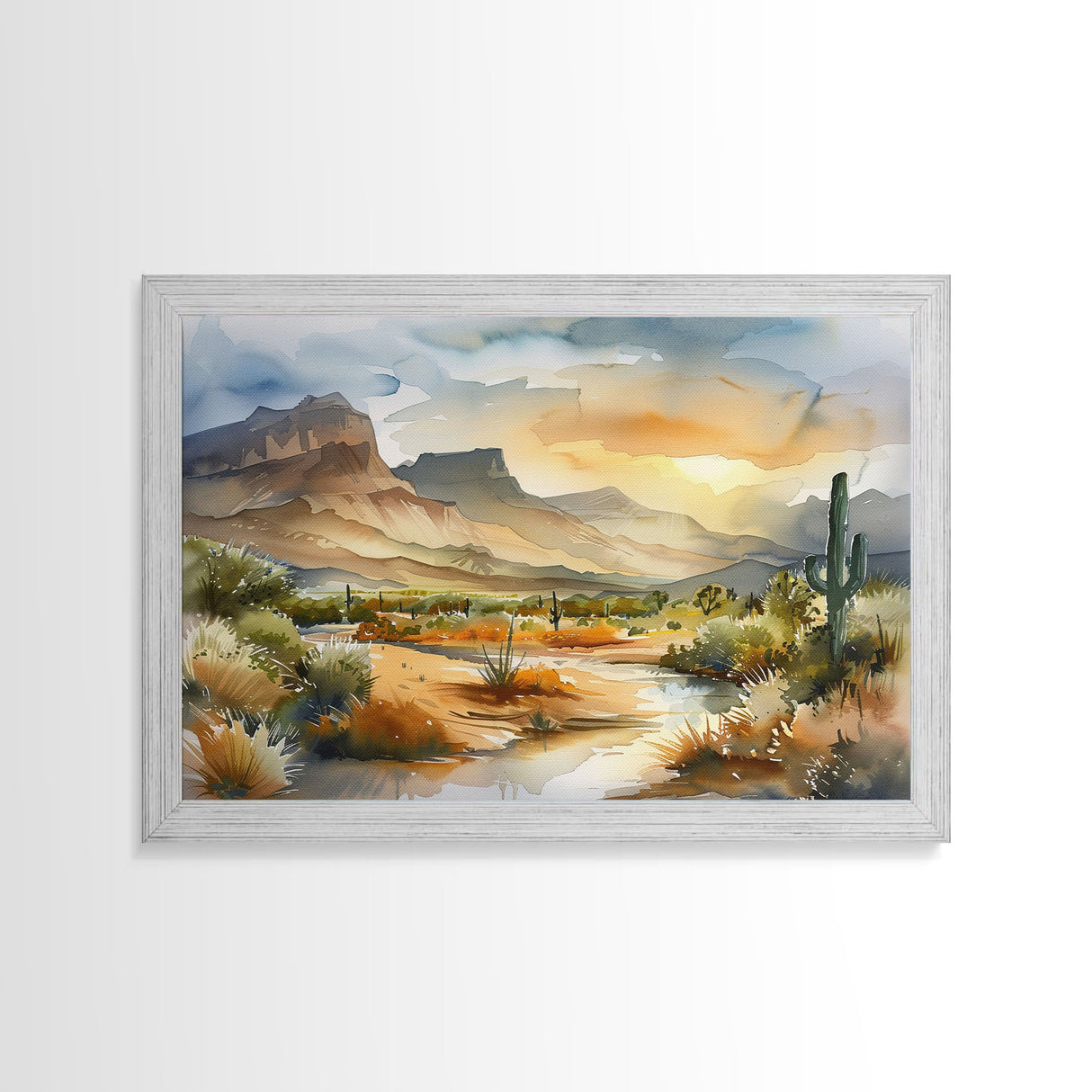 Beautiful Arizona Watercolor Landscape Painting Print, Wood Framed Art, Gift for him, painting, Prints, Abstract Wall Art