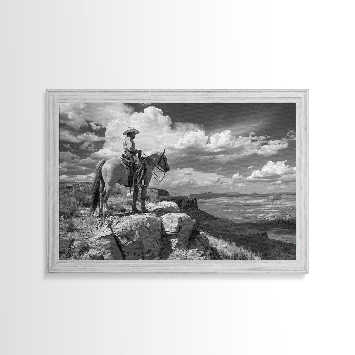 Old Timer's Last Ride, Framed Canvas Print, Metal Art, Boho Farmhouse Decor, Country Western Art, Black and White Photography Print