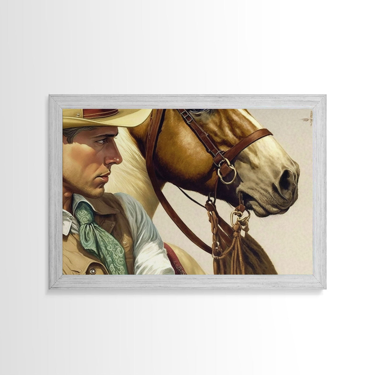 Wild West Cowboy Art, Framed Canvas Print, Cowboy Art Print, Western Art Print, Western Cowboy Gift, Retro Cowboy Decor, Western Cowboy