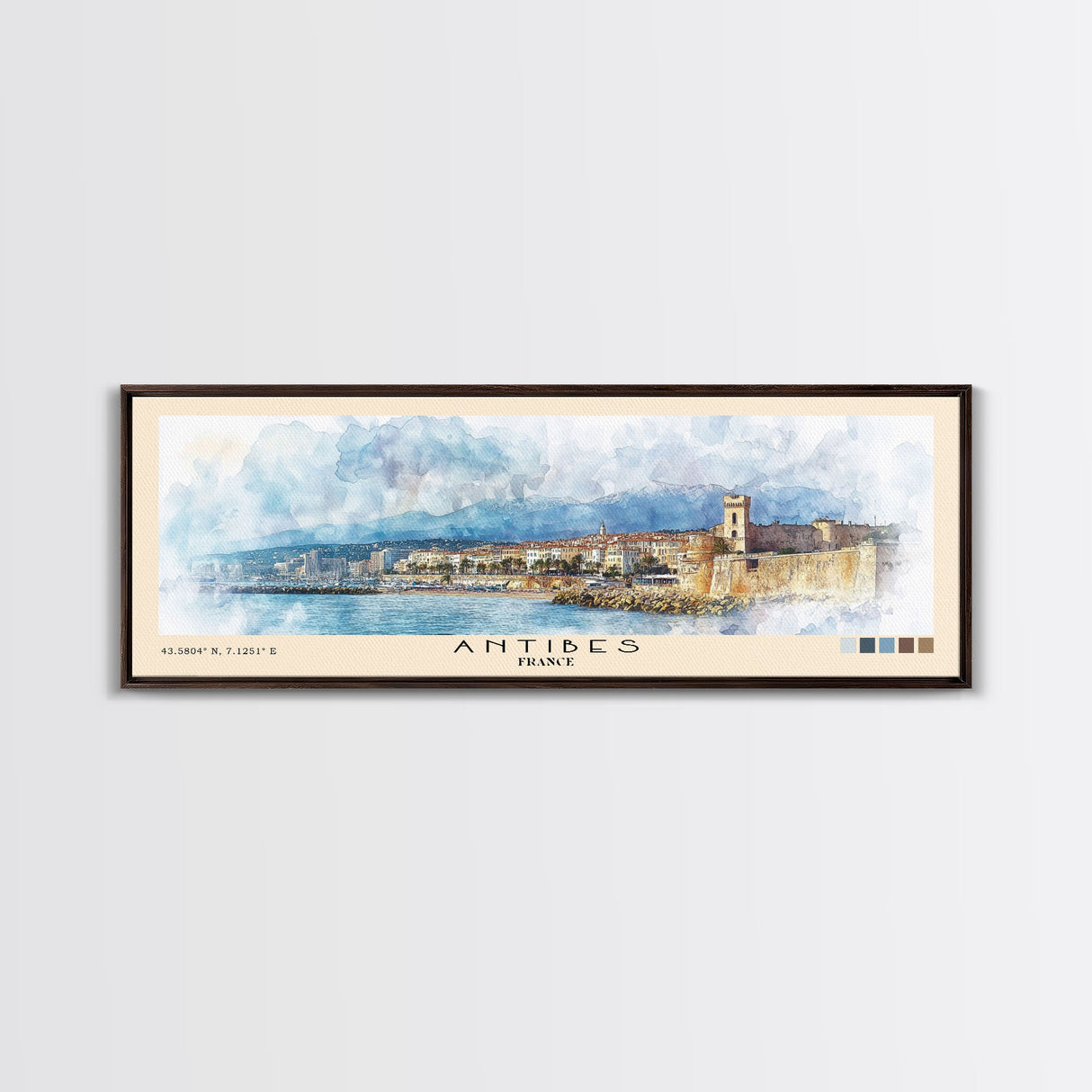 Antibes, France Watercolor Print, Vacation Gift, France Wall Art, Beach Painting, Beach Decor, Large Wall Art, Wood Frame Art