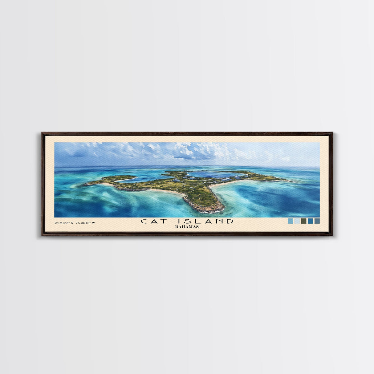 Cat Island, Bahamas Watercolor Beach Print, Vacation Gift, Bahamas Wall Art, Framed Canvas Print, Framed Beach Painting